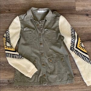 Blu Pepper Army Green Jacket with tribal sleeves